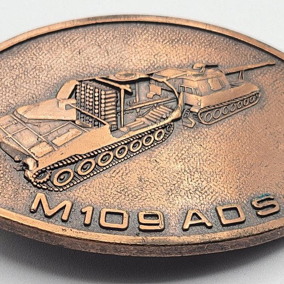 M109 ADS Howitzer Copper-tone Pot Metal Jewelry Belt Buckle Tank - Picture 2 of 5
